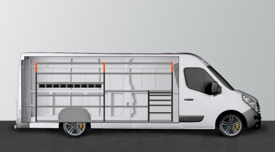 V-PRO+ FAHRZEUGREGAL FÜR Movano, Master & NV400 L4 | Work System
