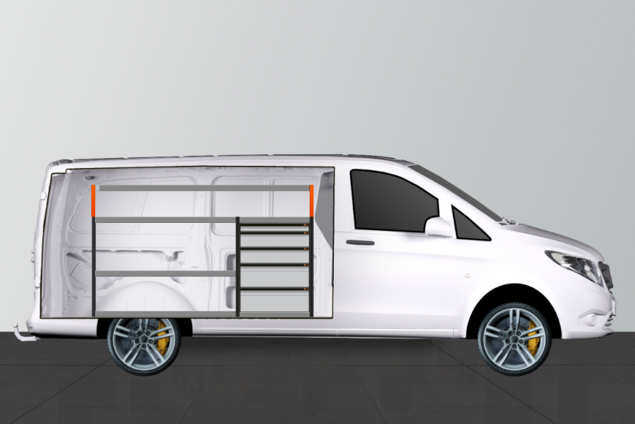 V-PRO Fahrzeugregal für Mercedes Vito Lang | Work System