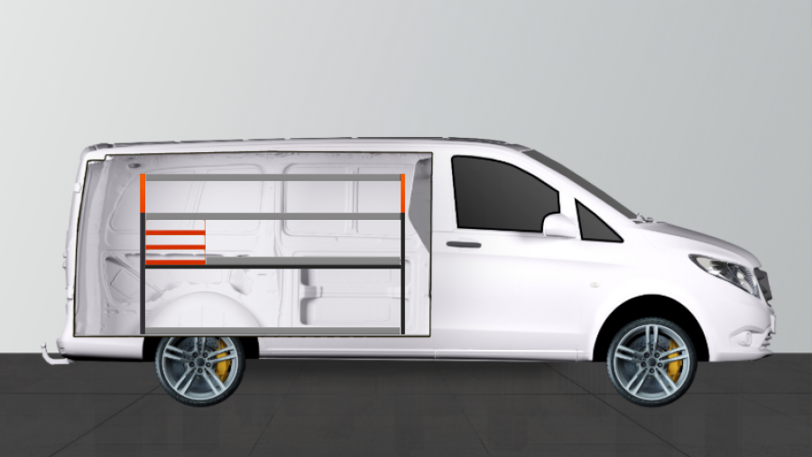 V-SS3 Fahrzeugregal für Mercedes Vito Lang | Work System
